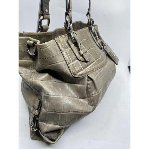 COACH Animal Embossed Leather Gray Shoulder Bag - Picture 3 of 16